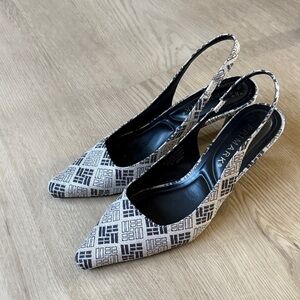 Primark Geometric Black and White Slingback Heels